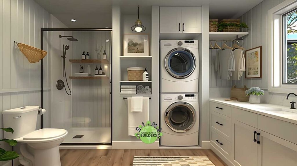 a Compact Laundry Area inside a bathroom.